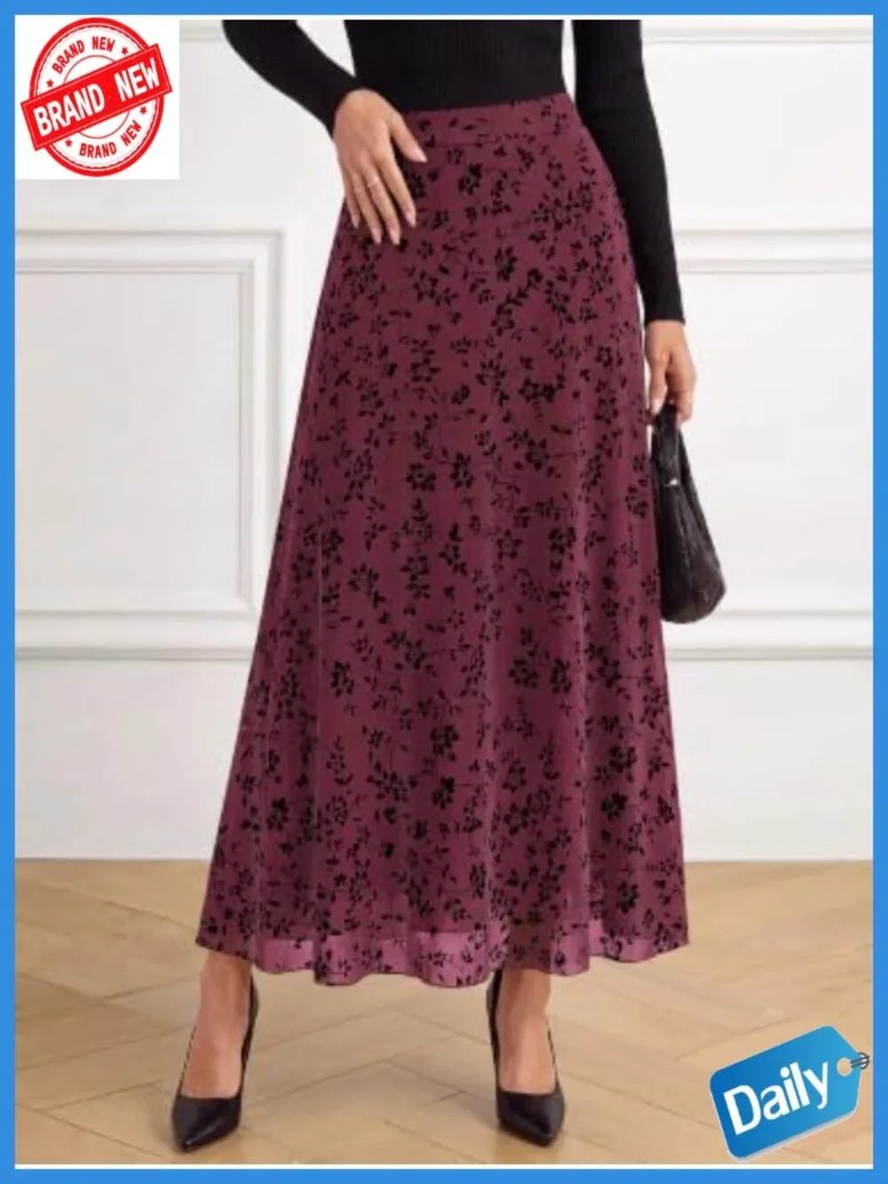 Womens Floral Mesh Maxi Skirt High Waisted A-Line Tulle Skirt Layered Long - Picture 5 of 6